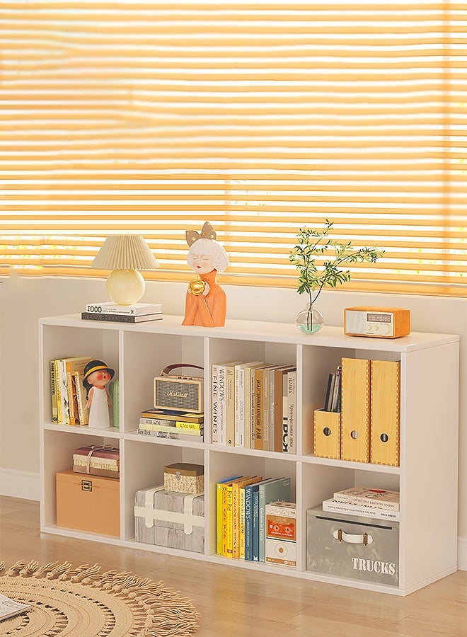 كوزينيست خزانة كتب وأرفف أرضية بثمانية أقسام، خزانة كتب للأطفال بجانب الحائط، منظم بسيط لركن القراءة في غرفة المعيشة، أبيض - Image 1